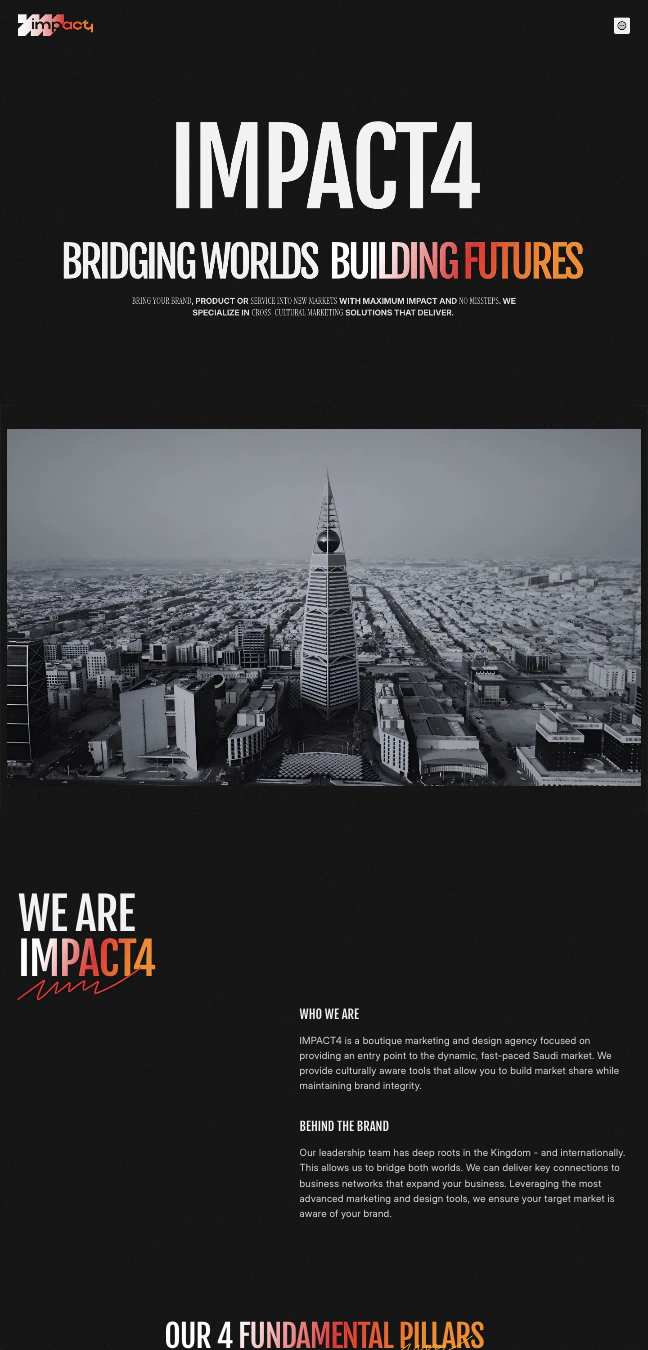 Screenshot of the Impact4 website