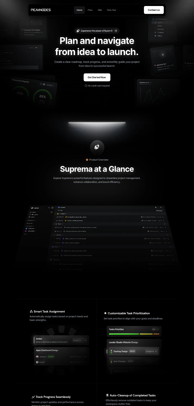 Screenshot of the Peak Nodes website
