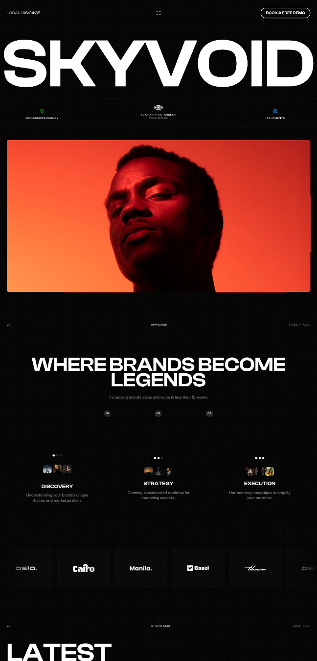 Screenshot of the Skyvoid website